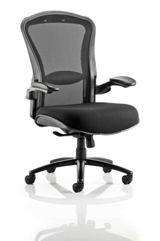 Houston Bariatric Heavy Duty Task Operator Office Chair Mesh Back and Fabric Seat with Arms Black DYN-OP000181