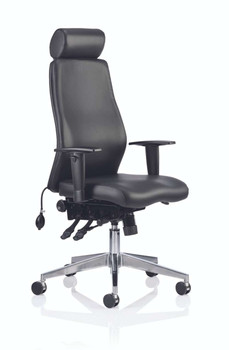 Onyx Soft Bonded Leather Ergonomic Posture Office Chair with Headrest with Arms Black DYN-OP000098