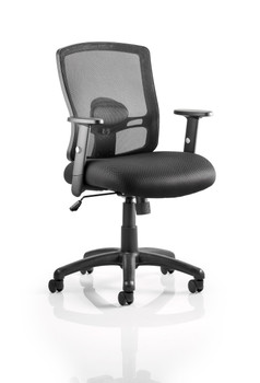 Portland Mesh Task Operator Office Chair with Airmesh Seat and Height Adjustable Arms Black 