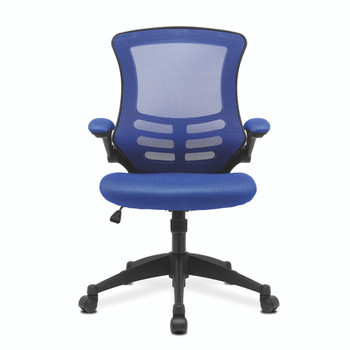 Luna Designer High Back Mesh Task Operator Office Chair with Folding Arms - Blue with Black Shell 