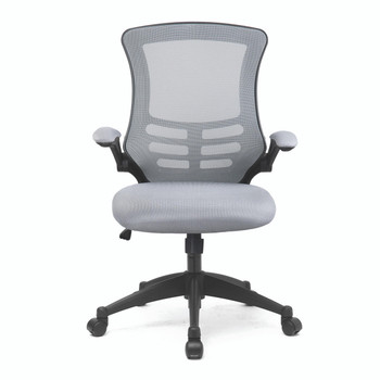 Luna Designer High Back Mesh Task Operator Office Chair with Folding Arms - Grey with Black Shell 