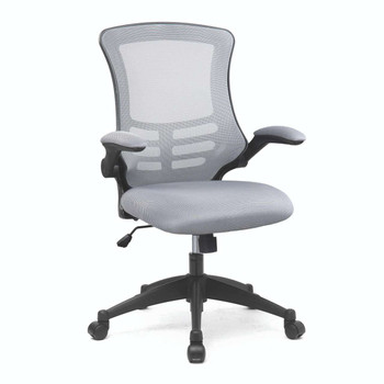 Luna Designer High Back Mesh Task Operator Office Chair with Folding Arms - Grey with Black Shell NAU-BCM-L1302-GY