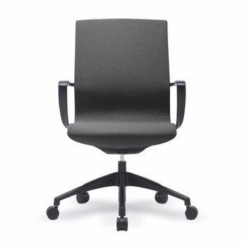 Aeros Medium Back Executive Task Office Chair with Integrated Height Control and Weight Activated Auto Balance Mechanism - Black Minimalistic Design 