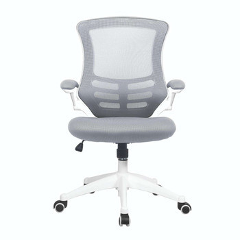Luna Designer High Back Mesh Task Operator Office Chair with Folding Arms - Grey with White Shell NAU-BCM-L1302-WH-GY