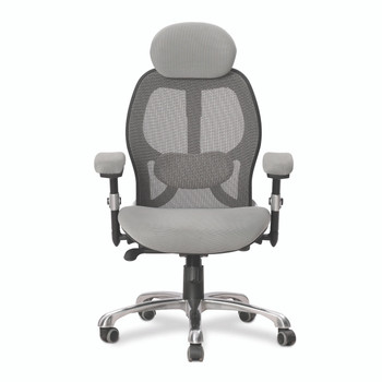 Ergo Ergonomic Luxury High Back Executive Mesh Office Chair Certified for 24 Hour Use - Grey with Chrome Base 