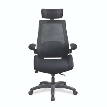 Resolute Heavy Duty High Back Mesh Bariatric Office Chair with High Weight Capacity, Deep Moulded Seat Foam, Folding Arms and Headrest - Black NAU-BCM-L1305-BK