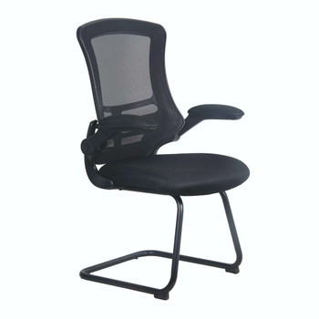 Luna Designer High Back Mesh Cantilever Visitor Chair with Folding Arms - Black NAU-BCM-L1302V-BK