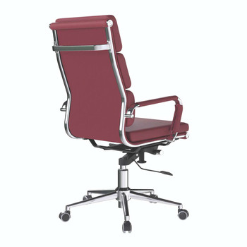 Avanti Bonded Leather High Back Swivel Executive Office Chair with Individual Back Cushions - Oxblood with Chrome Arms and Base NAU-BCL-6003-OX