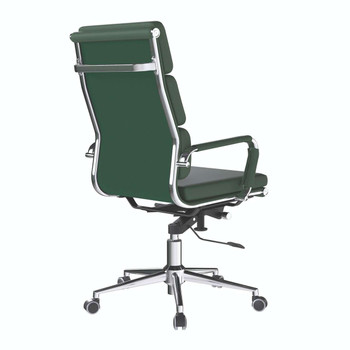 Avanti Bonded Leather High Back Swivel Executive Office Chair with Individual Back Cushions - Forest Green with Chrome Arms and Base NAU-BCL-6003-FGN