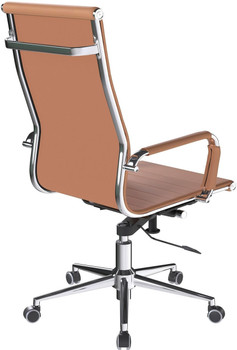 Aura Contemporary High Back Bonded Leather Executive Office Chair - Brown with Chrome Base 