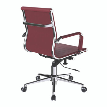 Aura Contemporary Medium Back Bonded Leather Executive Office Chair - Oxblood with Chrome Base 