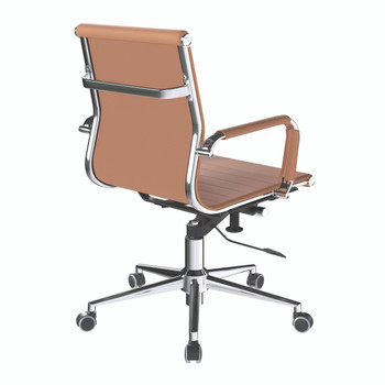 Aura Contemporary Medium Back Bonded Leather Executive Office Chair - Brown with Chrome Base 