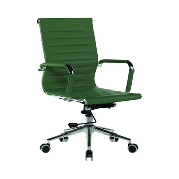 Aura Contemporary Medium Back Bonded Leather Executive Office Chair - Forest Green with Chrome Base NAU-BCL-8003-FGN