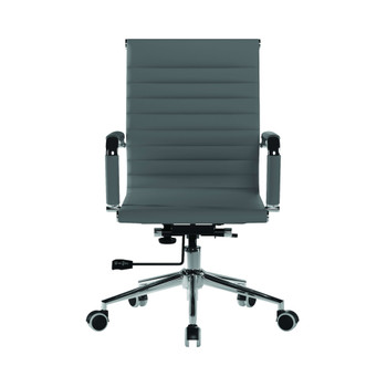 Aura Contemporary Medium Back Bonded Leather Executive Office Chair - Grey with Chrome Base NAU-BCL-8003-GY