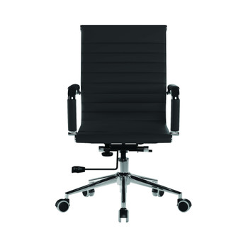 Aura Contemporary Medium Back Bonded Leather Executive Office Chair - Black with Chrome Base NAU-BCL-8003-BK