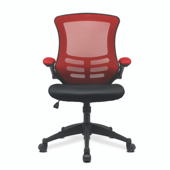 Luna Designer High Back Mesh Task Office Chair with Folding Arms - Red and Black Two Tone Operator Chair 