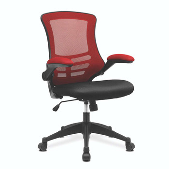 Luna Designer High Back Mesh Task Office Chair with Folding Arms - Red and Black Two Tone Operator Chair NAU-BCM-T1302-RD