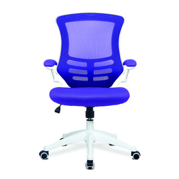 Luna Designer High Back Mesh Task Operator Office Chair with Folding Arms - Purple with White Shell NAU-UKND-BCM-L1302-WH-PL