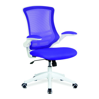 Luna Designer High Back Mesh Task Operator Office Chair with Folding Arms - Purple with White Shell NAU-UKND-BCM-L1302-WH-PL