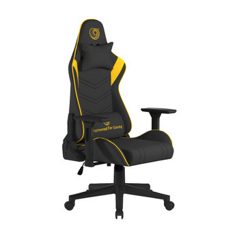 Apollo Ergonomic Gaming Chair with 4D Multi-Dimensional Armrest & 155° Tilt - Faux Leather - Black with Yellow