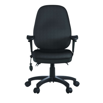 Harrison High Back Operator Chair with Height Adjustable Back and Arms, Seat Slider, Back Tilt Mechanism and Air Lumbar Pump - Black NAU-UKND-BCF-K384-BK