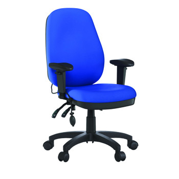 Harrison High Back Operator Chair with Height Adjustable Back and Arms, Seat Slider, Back Tilt Mechanism and Air Lumbar Pump - Blue NAU-UKND-BCF-K384-BL