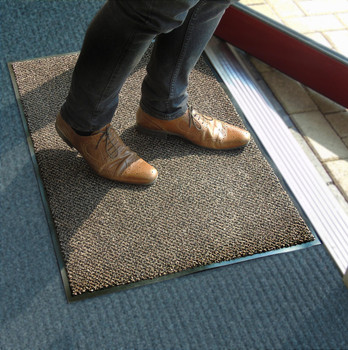 Ultralux Indoor Scraper Entrance Mat | Anti-Slip Vinyl Backed Door Mat with Dirt Trapper Fibres | Brown | Multiple Sizes 