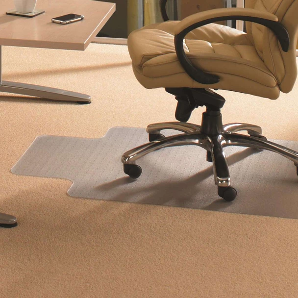 Cleartex Advantagemat Chair Mat for Low Pile Carpets (6mm or less) | Clear PVC | Rectangular with Lip | Multiple Sizes LV06L