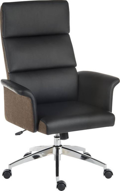 Elegance High Back Leather Look Executive Office Chair Black 