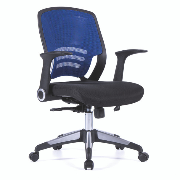 Graphite Medium Back Designer Mesh Task Operator Office Chair with Folding Arms Black/Blue 
