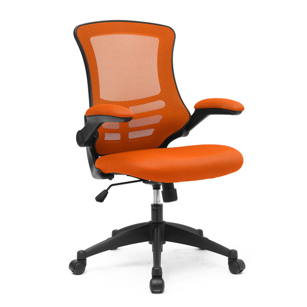 Luna Medium Back Designer Mesh Task Operator Office Chair with Folding Arms Orange 