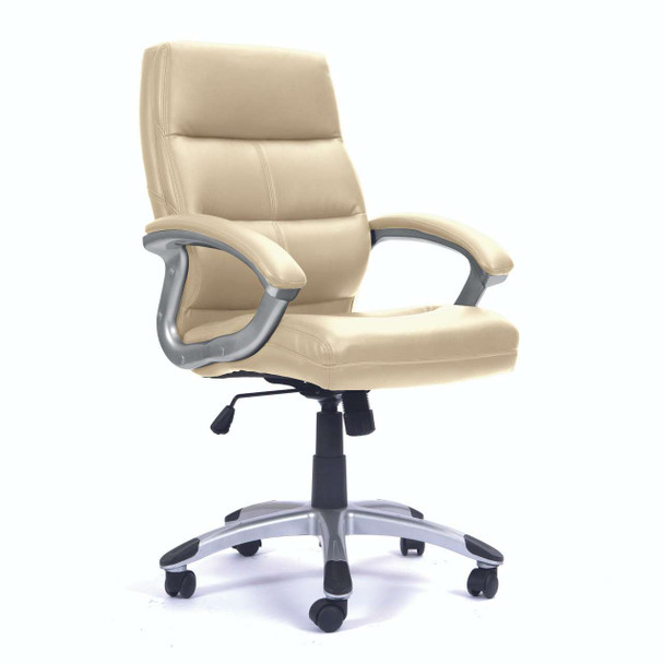 Greenwich High Back Leather Effect Executive Office Chair with Contoured Backrest - Cream NAU-BCP-T101-CM