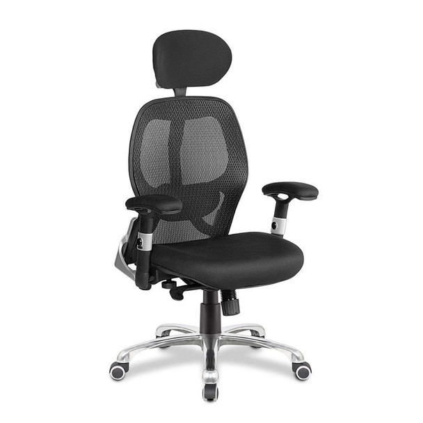 Ergo Ergonomic Luxury High Back Executive Mesh Office Chair Certified for 24 Hour Use - Black with Chrome Base NAU-DPA-ERGO-KTAG-M