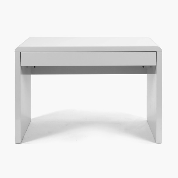 Nordic Compact and Curvaceous High Gloss Workstation with Spacious Storage Drawer High Gloss White 