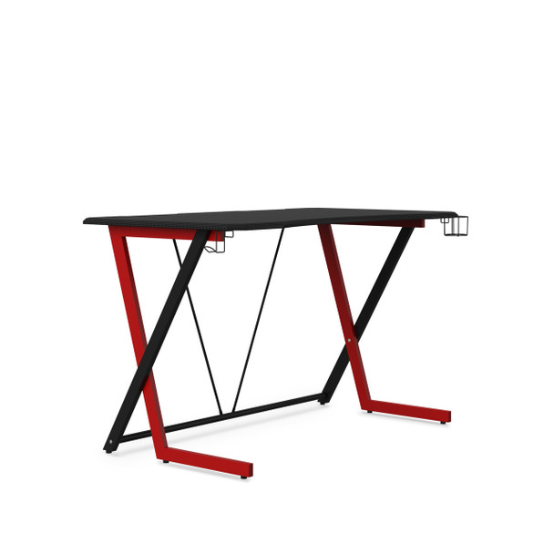 Phantom Gaming Home Office Desk with Carbon Fibre Effect Top Red/Black 