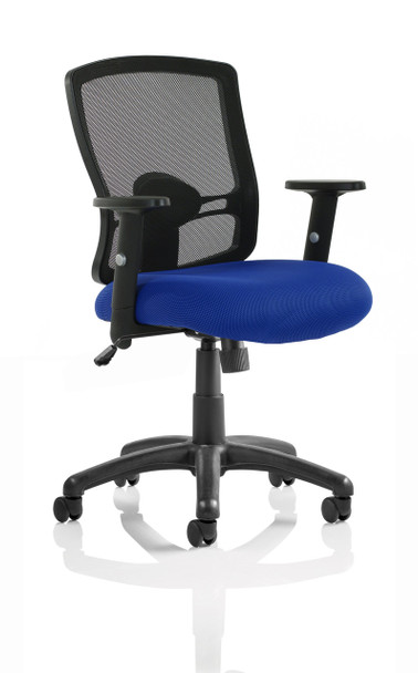 Portland Mesh Task Operator Office Chair with Airmesh Seat and Height Adjustable Arms Black/Blue 