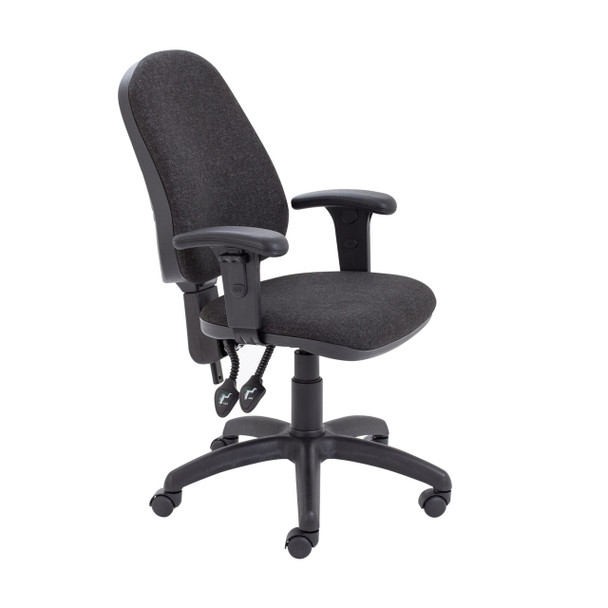 Calypso II High Back Operator Office Chair with Height Adjustable Arms - Charcoal 