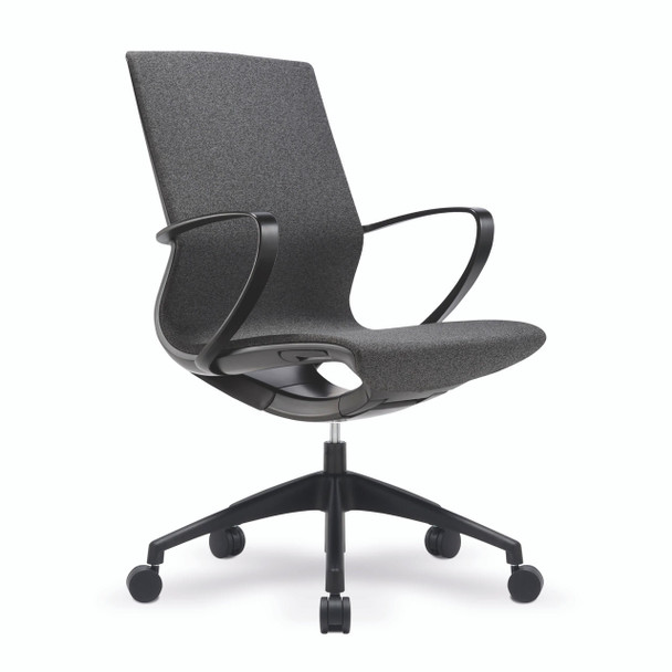 Aeros Medium Back Executive Task Office Chair with Integrated Height Control and Weight Activated Auto Balance Mechanism - Black Minimalistic Design 