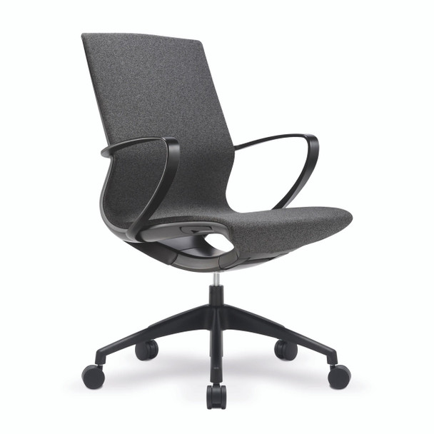 Aeros Medium Back Executive Task Office Chair with Integrated Height Control and Weight Activated Auto Balance Mechanism - Black Minimalistic Design NAU-BCF-U370-BK