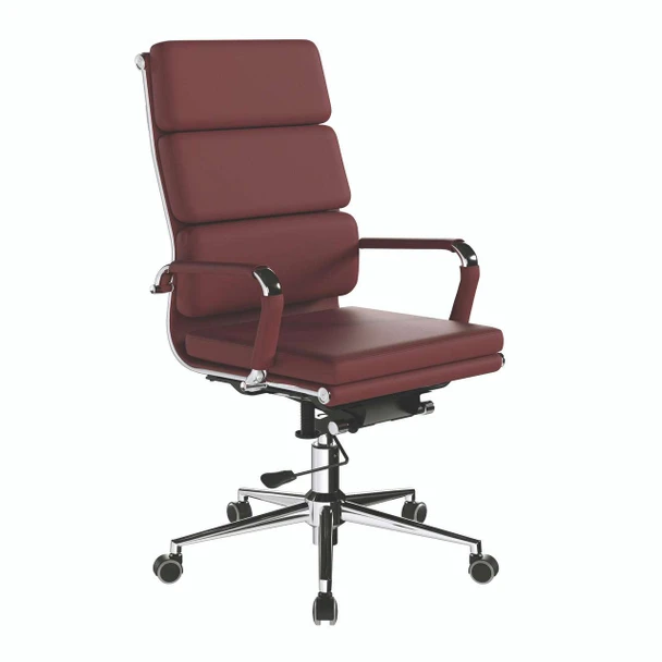 Avanti Bonded Leather High Back Swivel Executive Office Chair with Individual Back Cushions - Oxblood with Chrome Arms and Base NAU-BCL-6003-OX