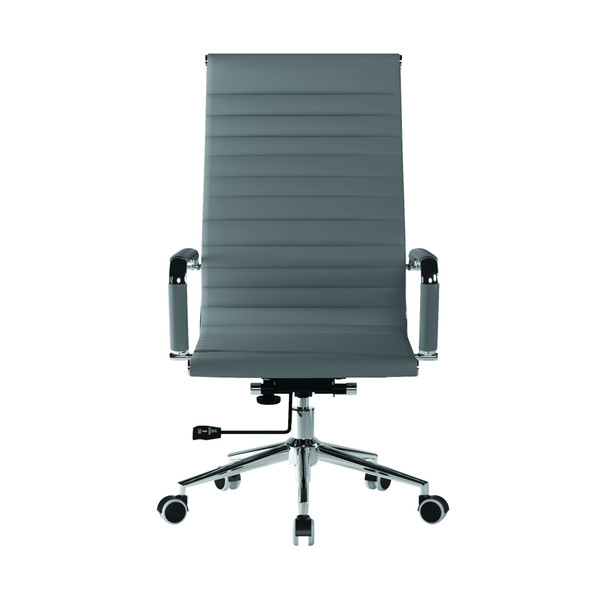 Aura Contemporary High Back Bonded Leather Executive Office Chair - Grey with Chrome Base NAU-BCL-9003-GY