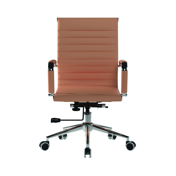 Aura Contemporary Medium Back Bonded Leather Executive Office Chair - Brown with Chrome Base NAU-BCL-8003-BW