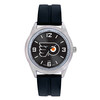 Philadelphia Flyers Men's Watch with the official NHL team logo on a black dial with a black silicone adjustable strap