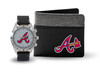 Atlanta Braves Men's Gift Set - MLB Watch and Wallet Combo by Game Time, Officially Licensed