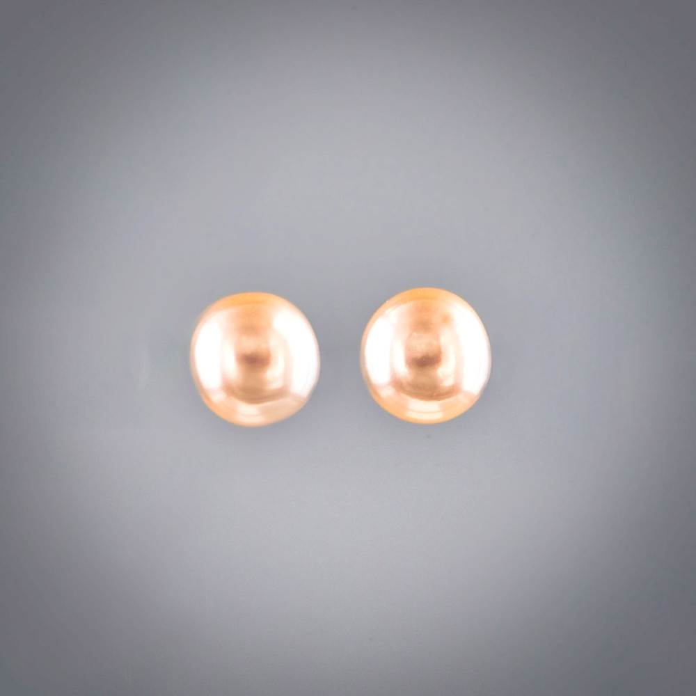 Sterling Silver Classic Peach Freshwater Pearl Stud Earrings