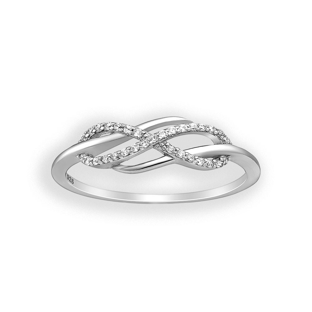 Sterling Silver Cubic Zircon Infinity Knot Promise Ring