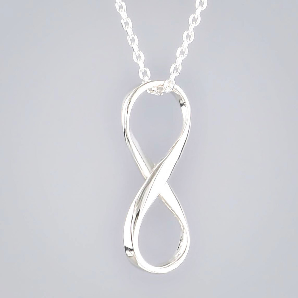Sterling Silver Infinity Necklace Close up