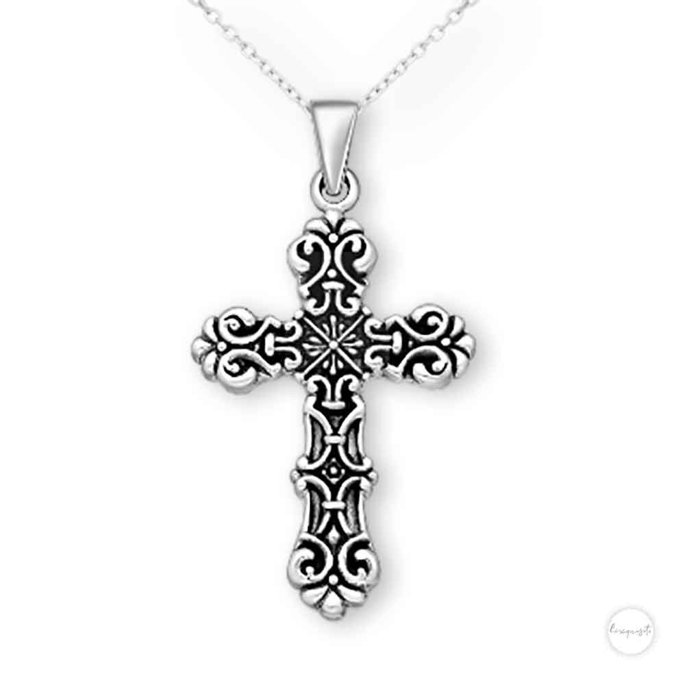 Sterling Silver Baroque Cross  Necklace Sterling Silver Baroque Cross  Necklace