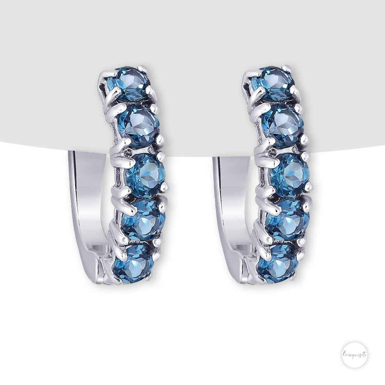 14 Karat Blue Topaz and Diamond Hoop Earrings TEA2024CBT – Beeghly & Co.