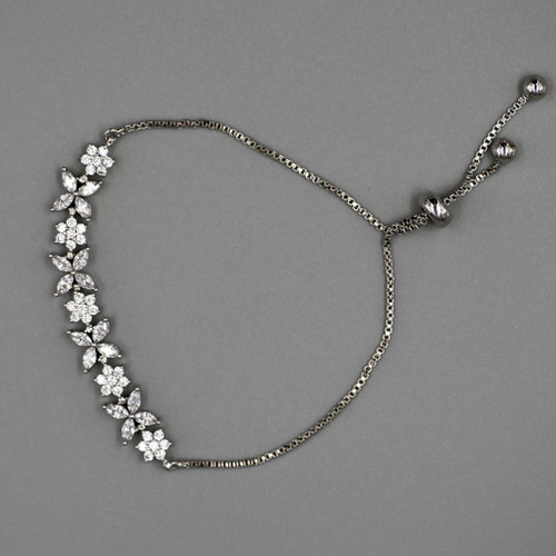 Floral Slider Bracelet in Silver